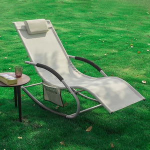 Solstol - Solstol med förvaringsväska - Andningsbar liggyta - Beige