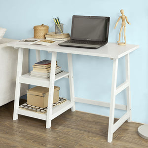Bureau - Bureautafel - 2 schappen - Hout - 112x50x76 cm