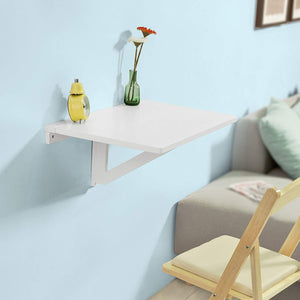 Hopfällbart bord - Väggbord - Fällbart - Väggfäste - Vit - 60x40 cm